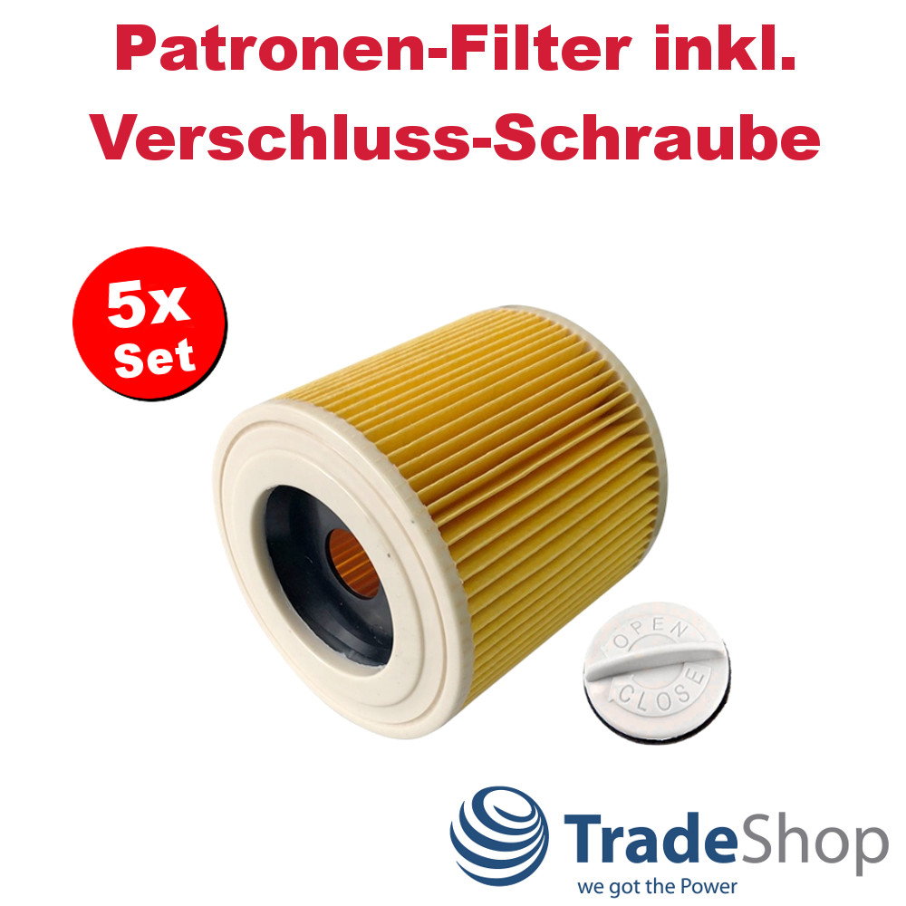 5x Patronen-Filter inkl. Verschlussschraube für Kärcher 6.414-547.0