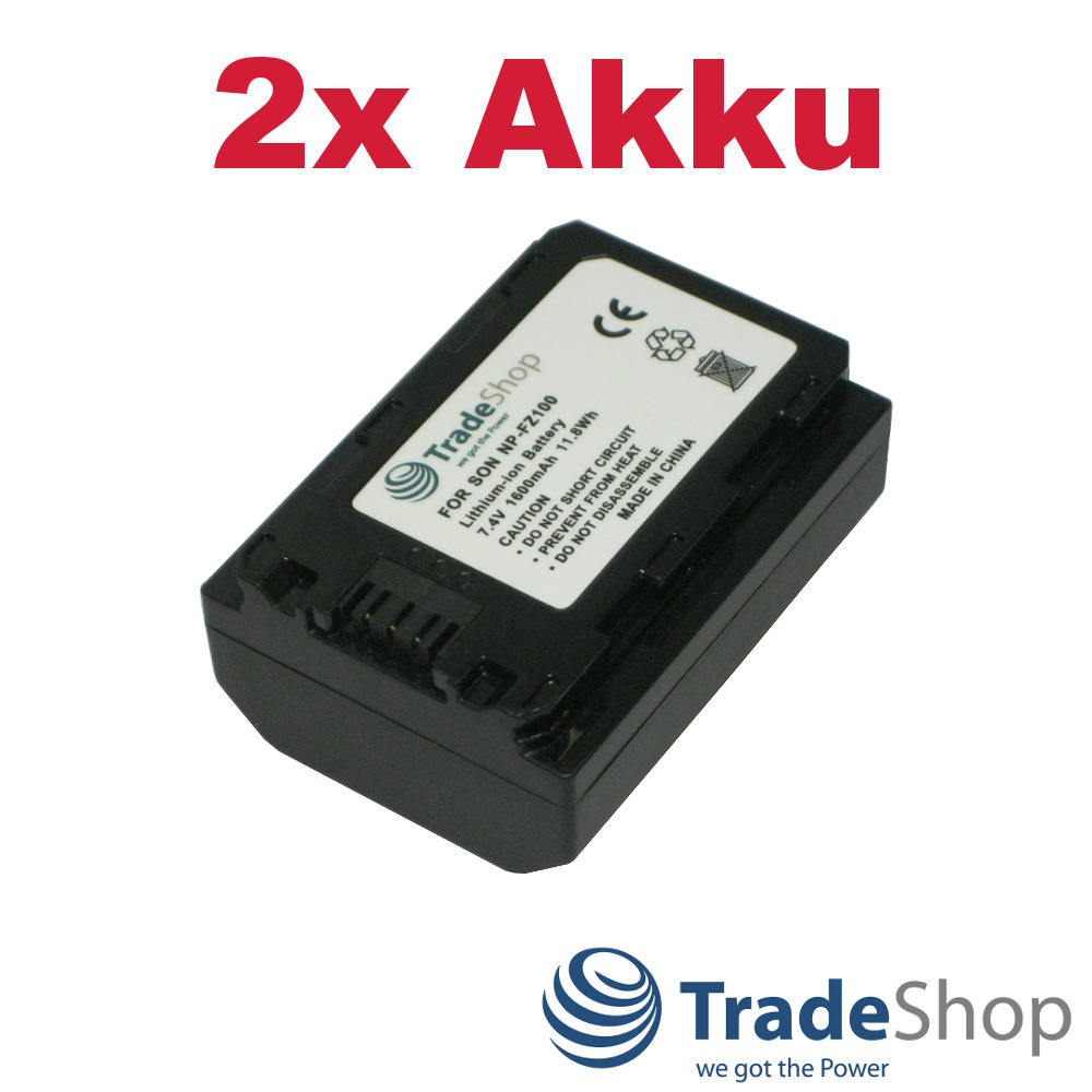 2x AKKU für Sony NP-FZ100 Sony Alpha 7 / 7R / 9 / 9S / 9R 1600mAh