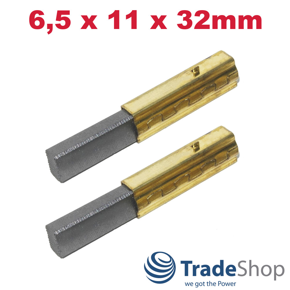 2x Motorkohlen Kohlebürsten 6,5x11x32mm für Numatic CT370, GVE370 ersetzt 230260