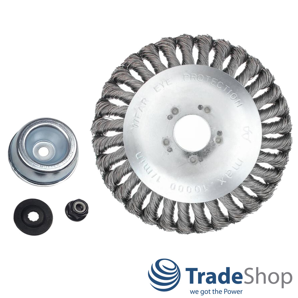 Stahldraht Unkrautbürste 15cm inkl Adapter-Set für Stihl, Worx, Husqvarna uvm.