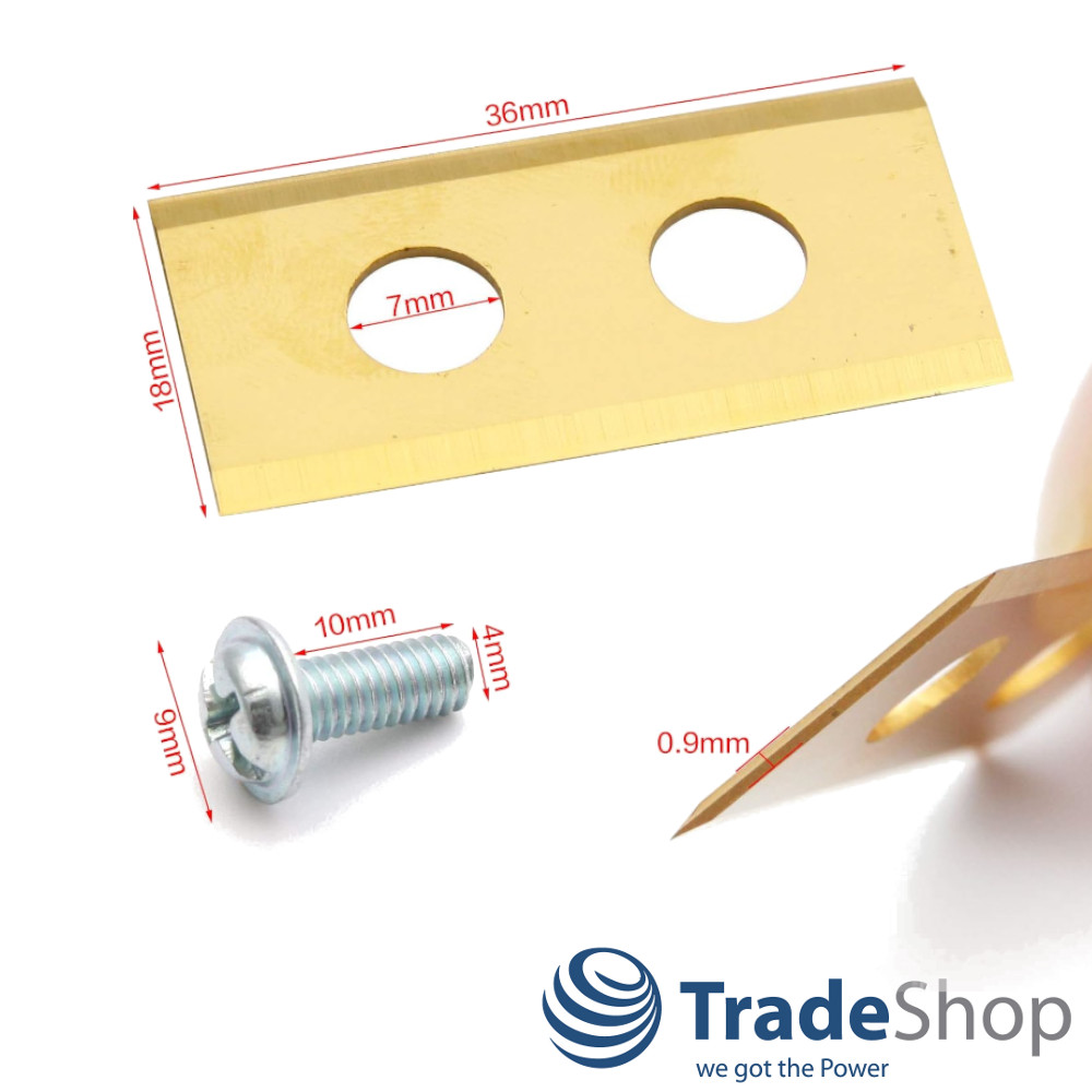 Messer Klingen 36x18x0,9mm (Stahl, Gold) für Worx Landroid WG754E, S300, M1000