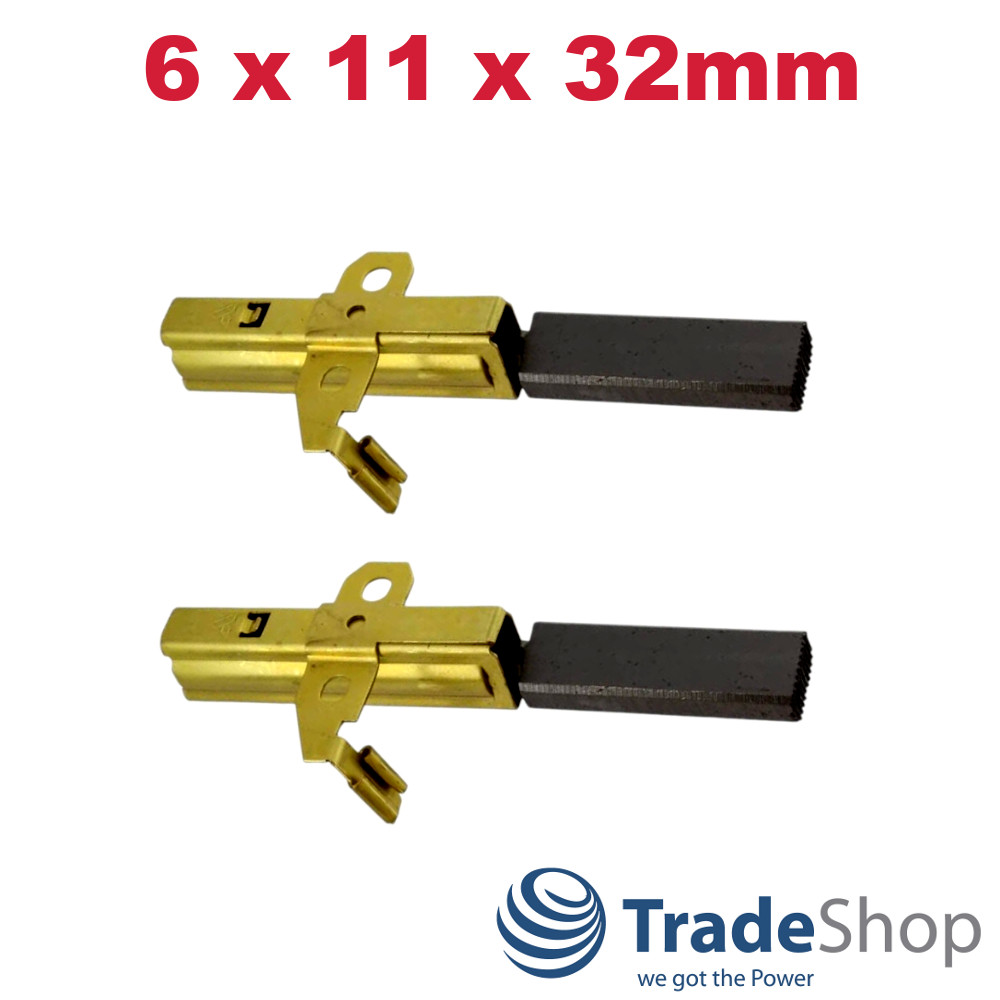 2x Motorkohlen Kohlebürsten 6x11x32mm für Kärcher T 191, T 7/1, T 9/1, T 10/1