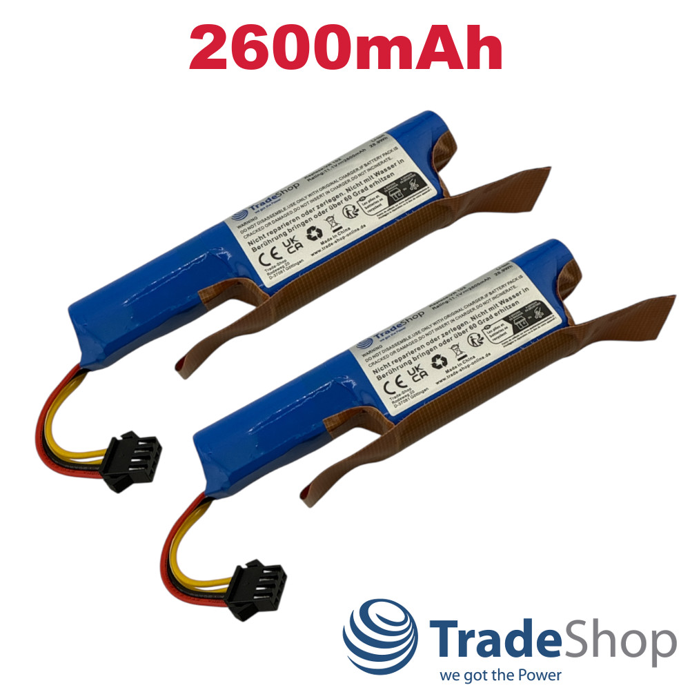 2x Li-Ion Akku 11,1V 2600mAh für Vileda VR 102, VR 201 PetPro ersetzt 167129