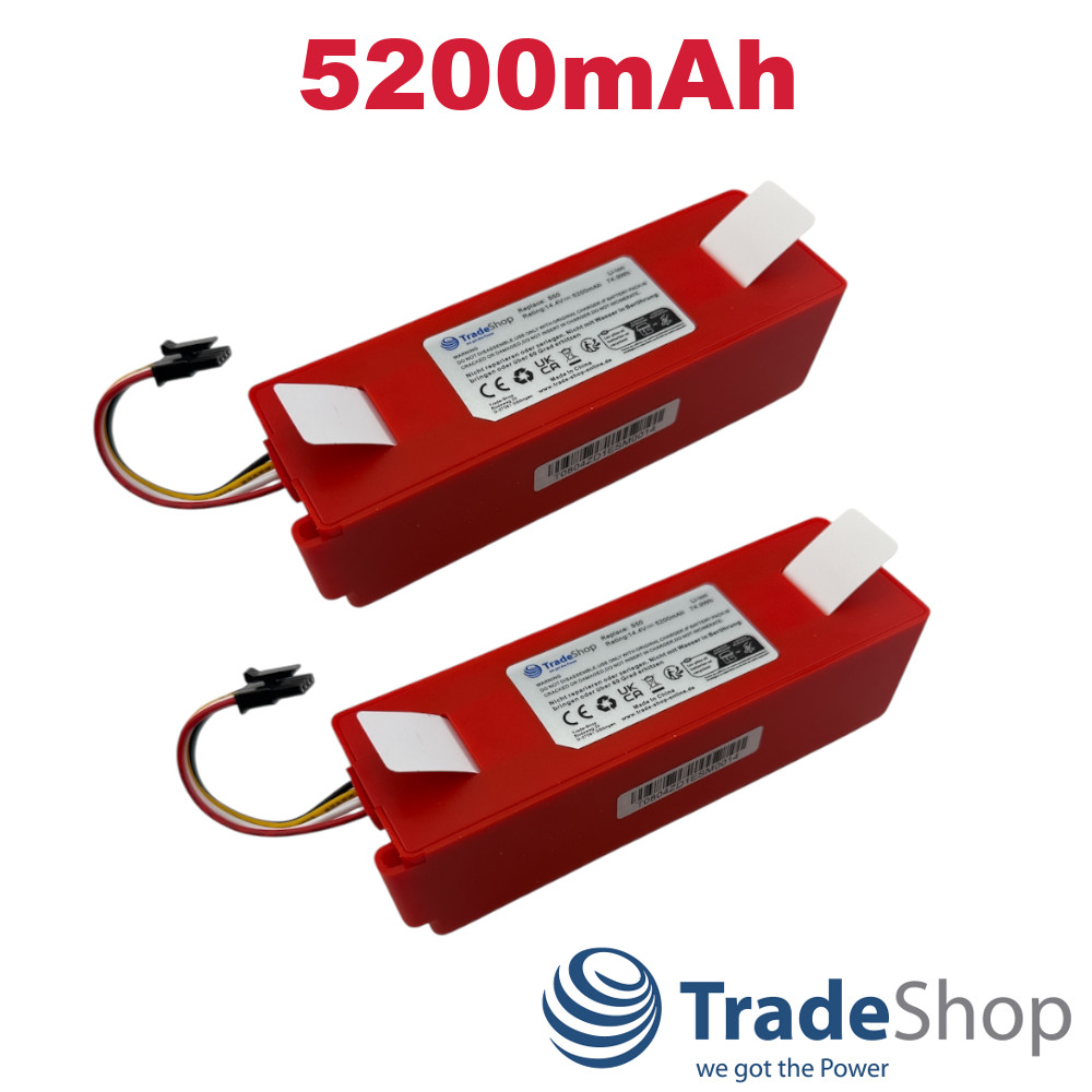 2x Li-Ion Akku 14,4V 5200mAh für Xiaomi Roborock S50, S60 ersetzt BRR-2P4S-5200D