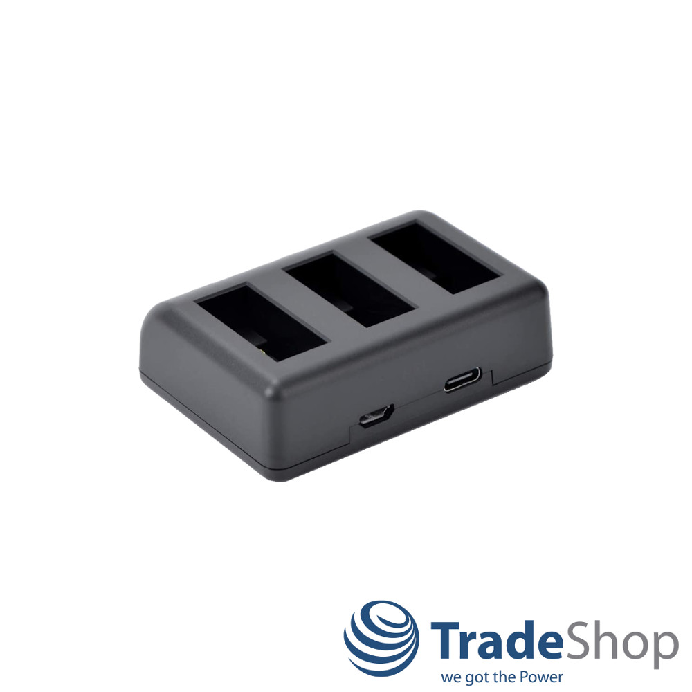 2x Akku 1650mAh + 3-fach Ladegerät für GoPro Max - SPCC1B, ACBAT-001, BC-GP7C