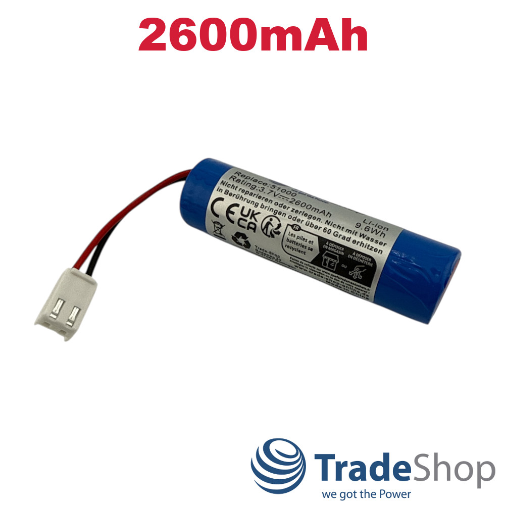 Li-Ion Akku 3,7V 2600mAh für Leifheit 51000 51002 51113 ersetzt BFN18650 1S1P