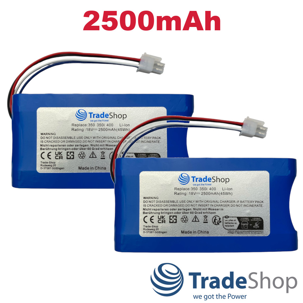 2x Li-Ion Akku 18V 2,5Ah für Yard Force Amiro 400 400i 350 350i ersetzt 1920726