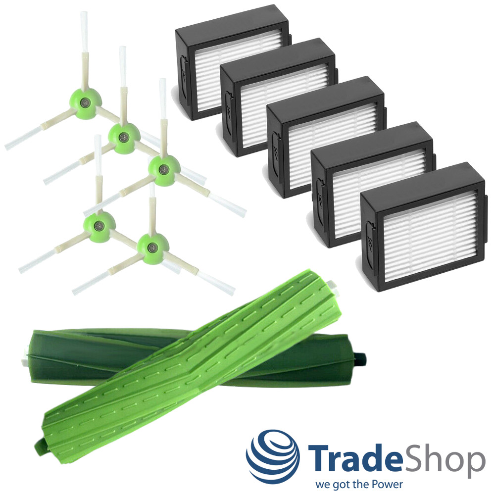 SET: 2x Bürste 5x Seitenbürste 5x HEPA-Filter für iRobot Roomba i7 i7+ E5 E6 E7 uvm