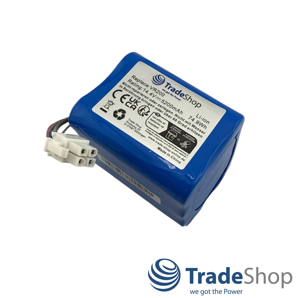 Li-Ion Akku 14,4V 5,2Ah für Vorwerk Kobold VR200 ersetzt 20884-1, 4NCR18650P2