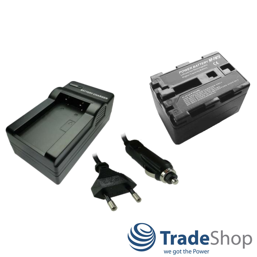2in1: Akku + Schnell-Ladegerät für Sony NP-FM30, NP-FM55, NP-FM55H, NP-FM50 uvm.