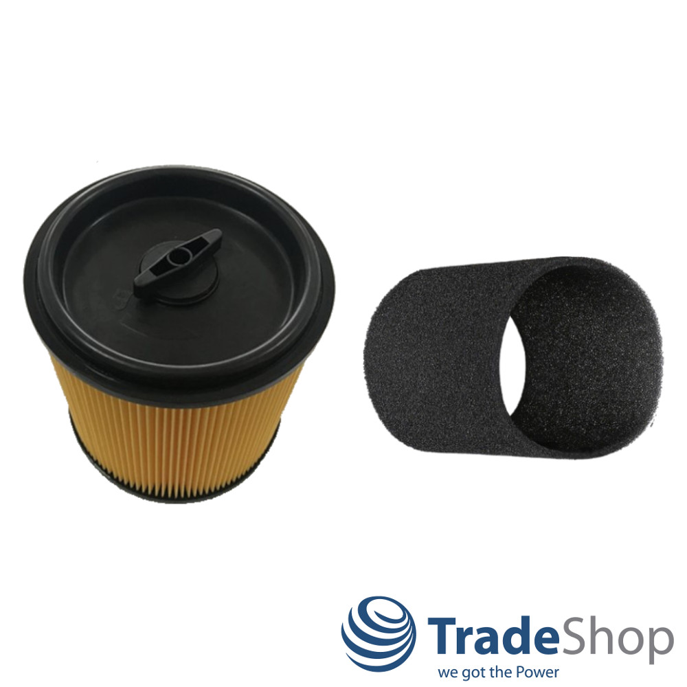 2in1 Set: Patronenfilter + Schaumfilter für Grizzly NTS 1423-S Inox Staubsauger