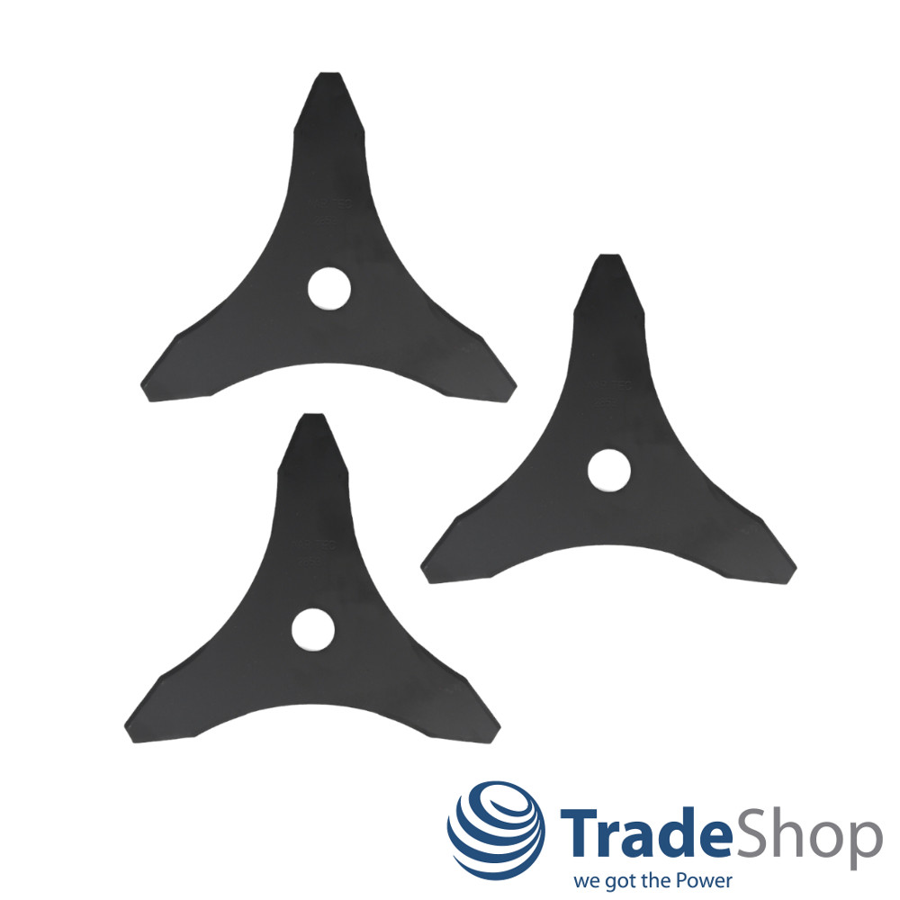 3x Freischneiderklinge Dickichtmesser 3-Zahn 255 x 25,4 x 1,4mm für Motorsensen