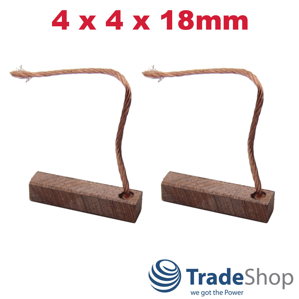 2x Bronzekohlen Kohlebürsten 4x4x18mm für viele PKW KFZ LKW Motoren Antriebe