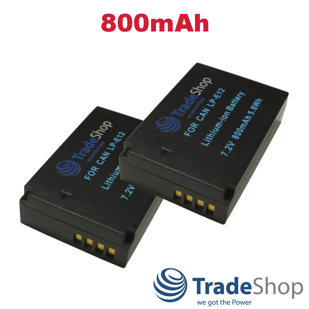 2x AKKU Canon LP-E12 für Canon EOS 100 100D M M2 M50 M100 M200 uvm