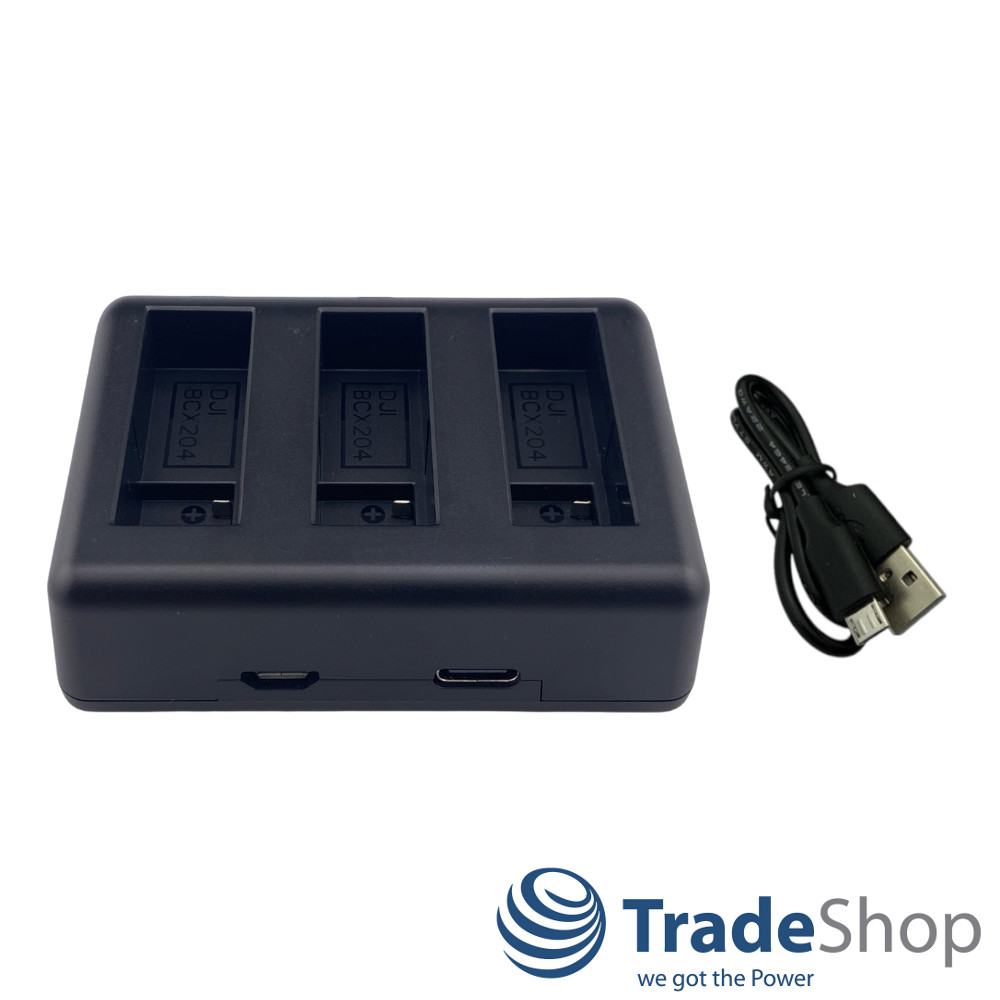LCD Dreifach Ladegerät Ladestation für DJI Osmo Action 3, 4, 5, BCX202, BCX204