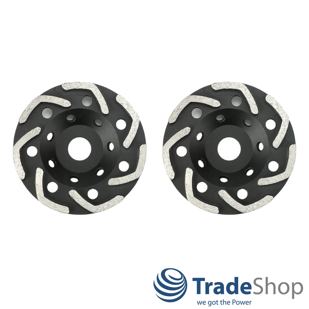 2x Diamant Schleifteller Schleiftopf V-Segmente125x22,23mm Beton Estrich Granit