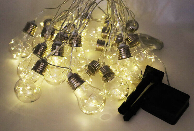Solar LED Lichterkette mit Glühbirnen Deko