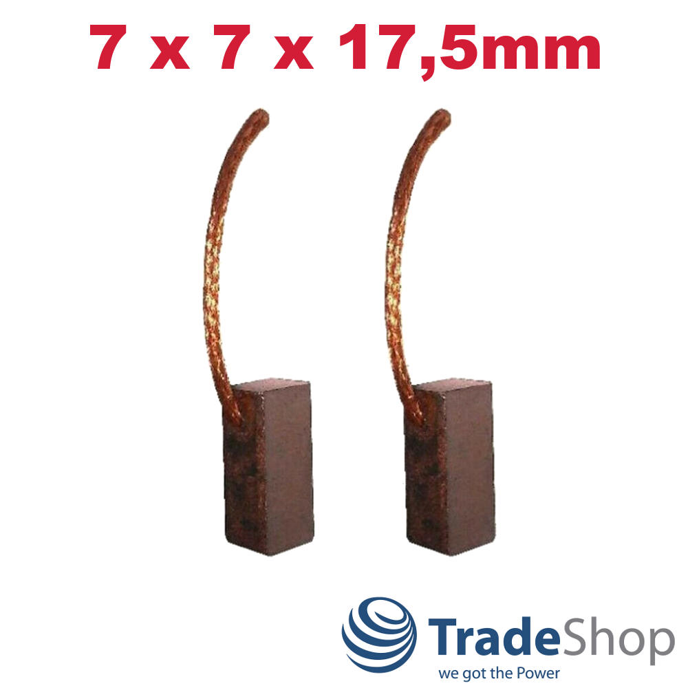 2x Bronzekohlen Kohlebürsten 7x7x17,5mm für viele PKW KFZ LKW Motoren Antriebe