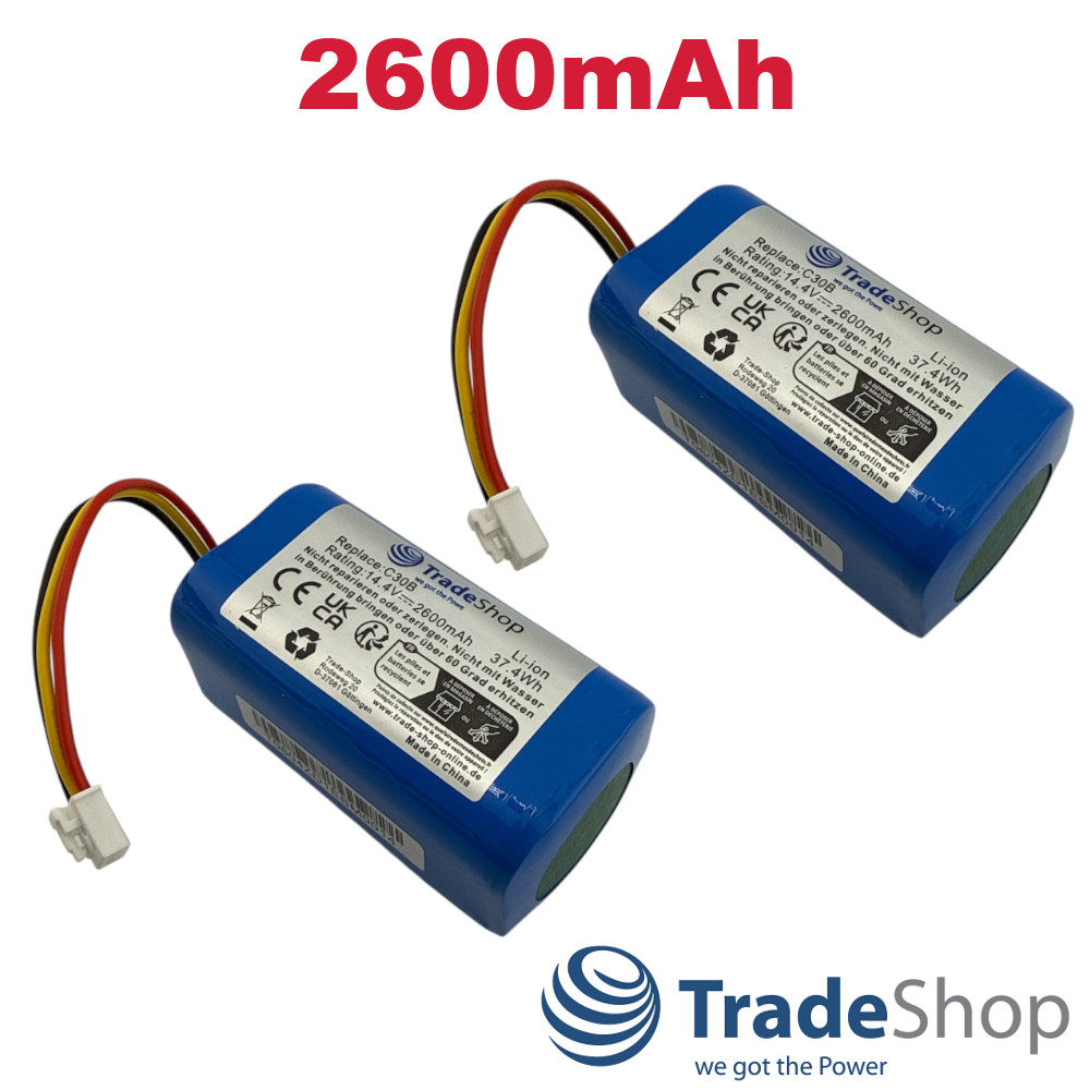 2x Li-Ion Akku 14,4V 2600mAh für Blaupunkt BPK-VCBB1XBN ersetzt 6.60.40.02-0