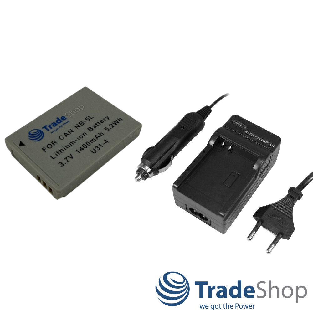 Akku 1400mAh + Ladegerät ersetzt NB-5L NB-5L NB5L NB5LH für viele Canon Kameras
