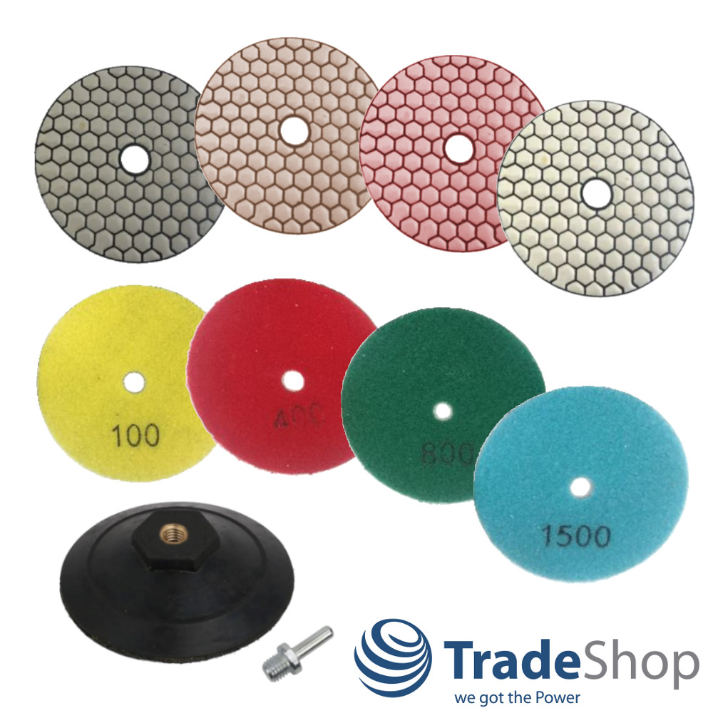 SET: 100mm Diamant Schleifscheiben, Aufnahmeteller (10-teilig) für Beton, Granit