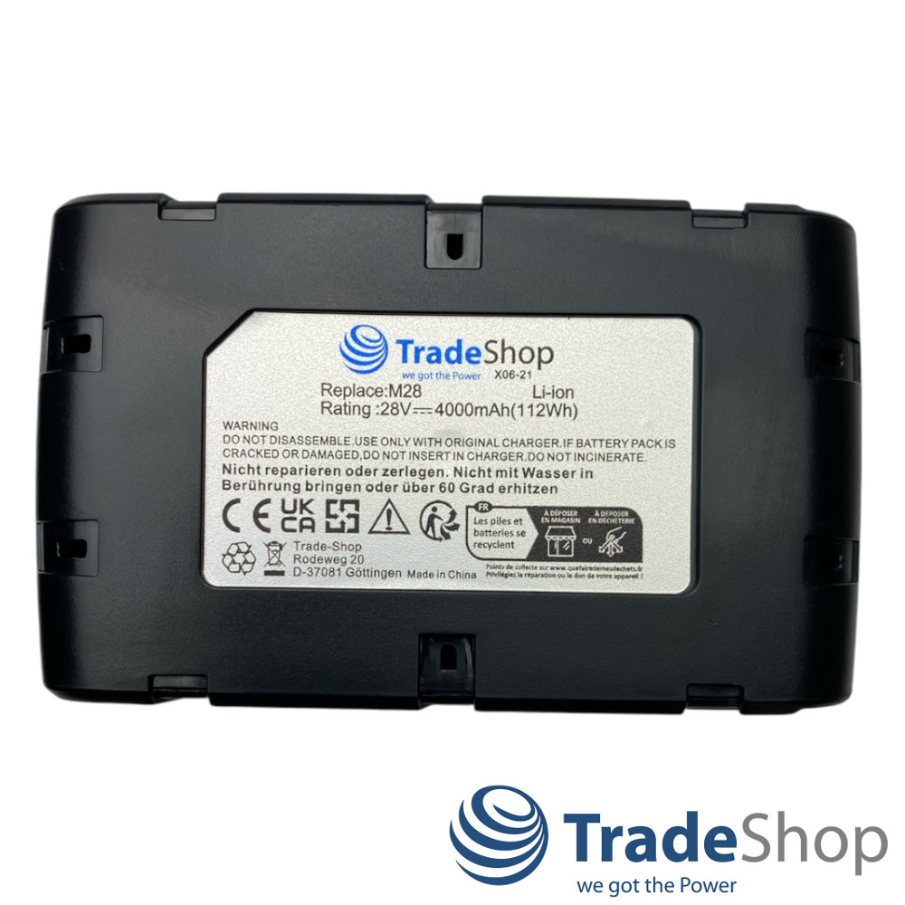AKKU 28V 4000mAh für AEG Milwaukee Würth 4932352732 V28BS M28 HD28 V28JSB V28SX uvm