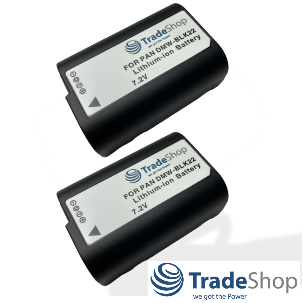 2x Li-Ion Akku 7,2V 2400mAh für Panasonic Lumix DC-S5, G9, GH5 ersetzt DMW-BLK22