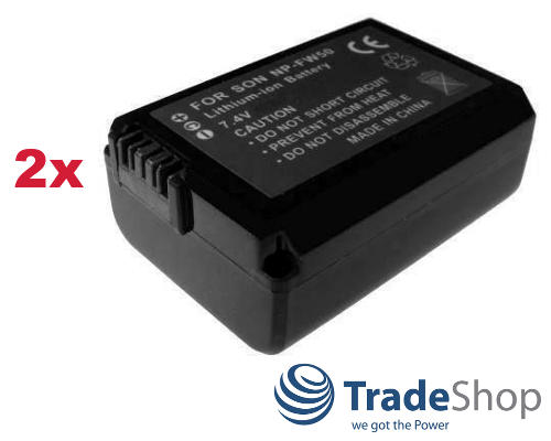2x Akku für Sony NP-FW50 Alpha NEX-3 SLT-A33 A37 A55 Alpha 7 II 5000 DSC-RX10 uvm