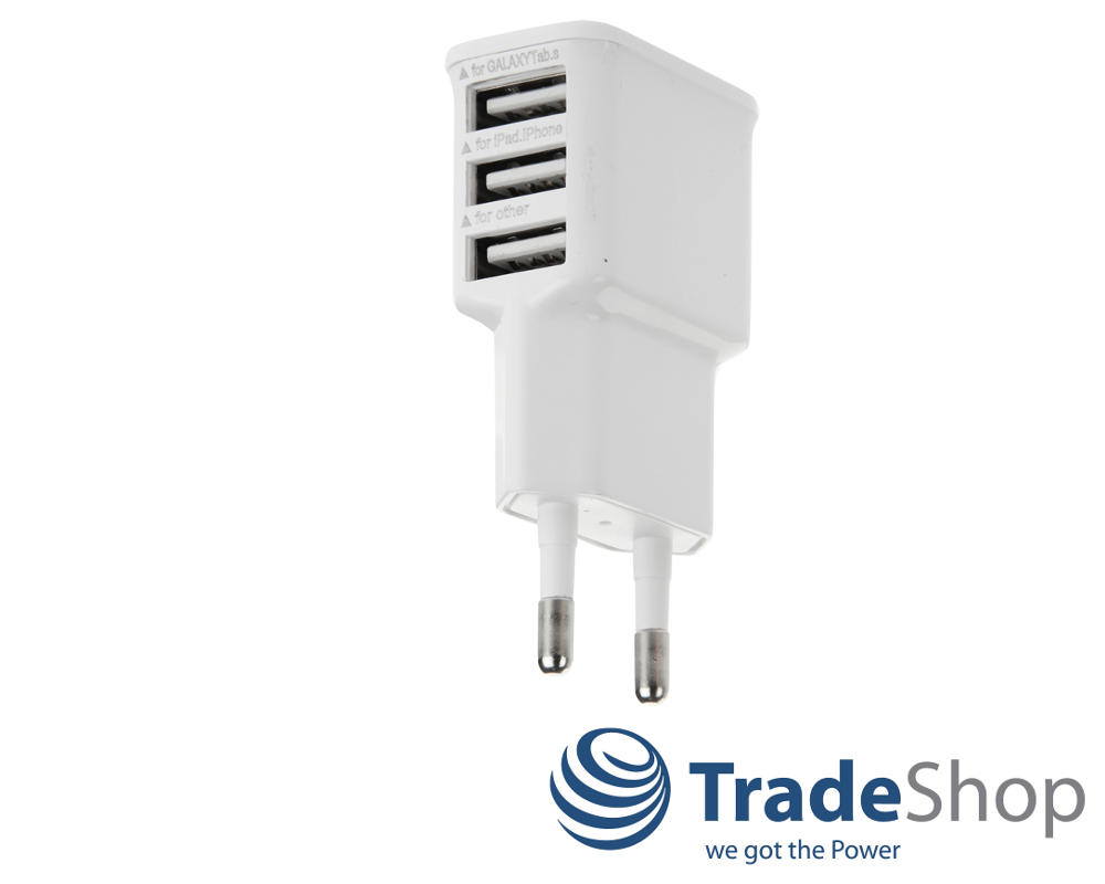 2A Universal 3-fach Ladegerät Netzteil USB Port Adapter für die Steckdose