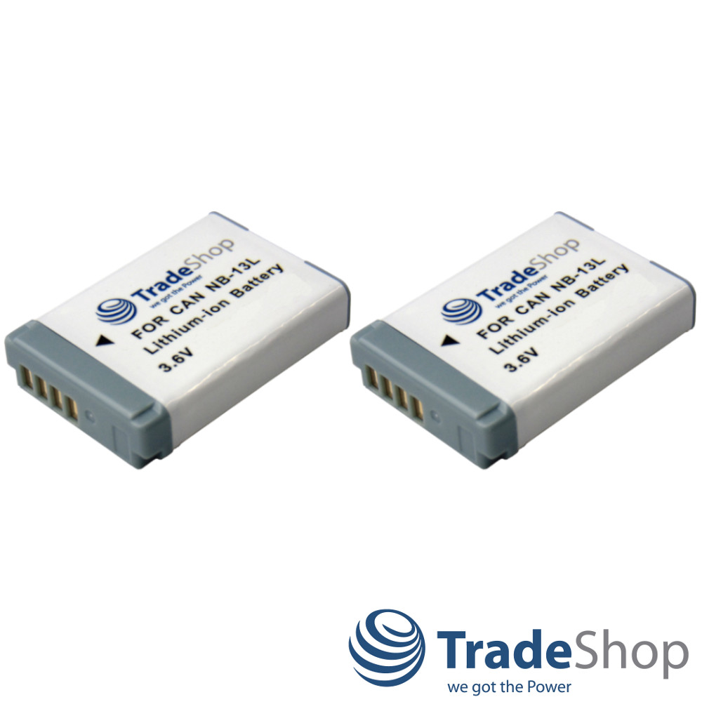 2x Li-Ion Akku 3,6V 1250mAh für Canon PowerShot G1 G5 G7 SX620HS ersetzt NB-13L