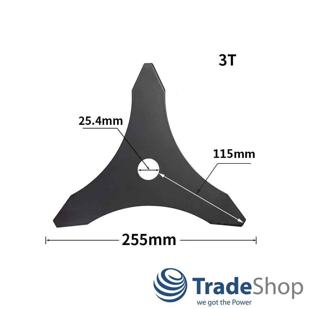 3x Freischneiderklinge Dickichtmesser 3-Zahn 255 x 25,4 x 1,4mm für Motorsensen