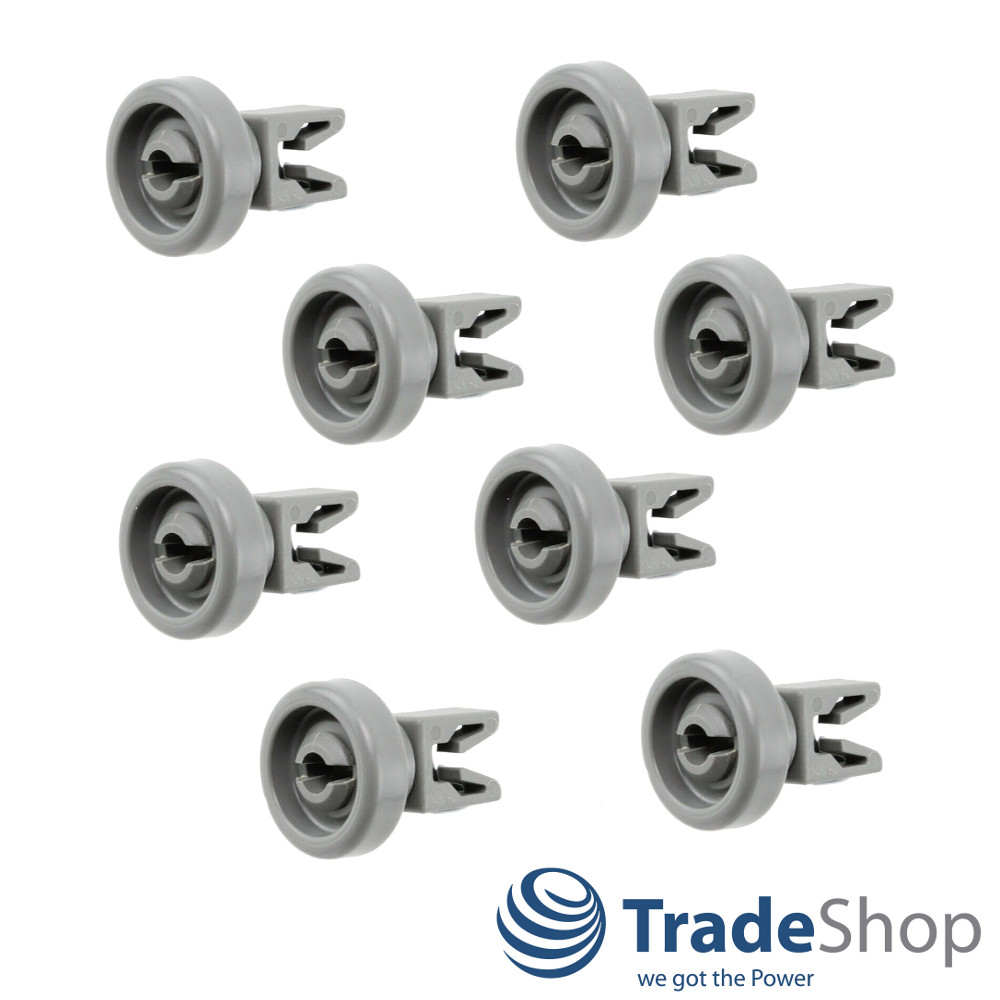 8er Set Korbrolle Oberkorb für viele Spülmaschinen / 25mm Durchmesser