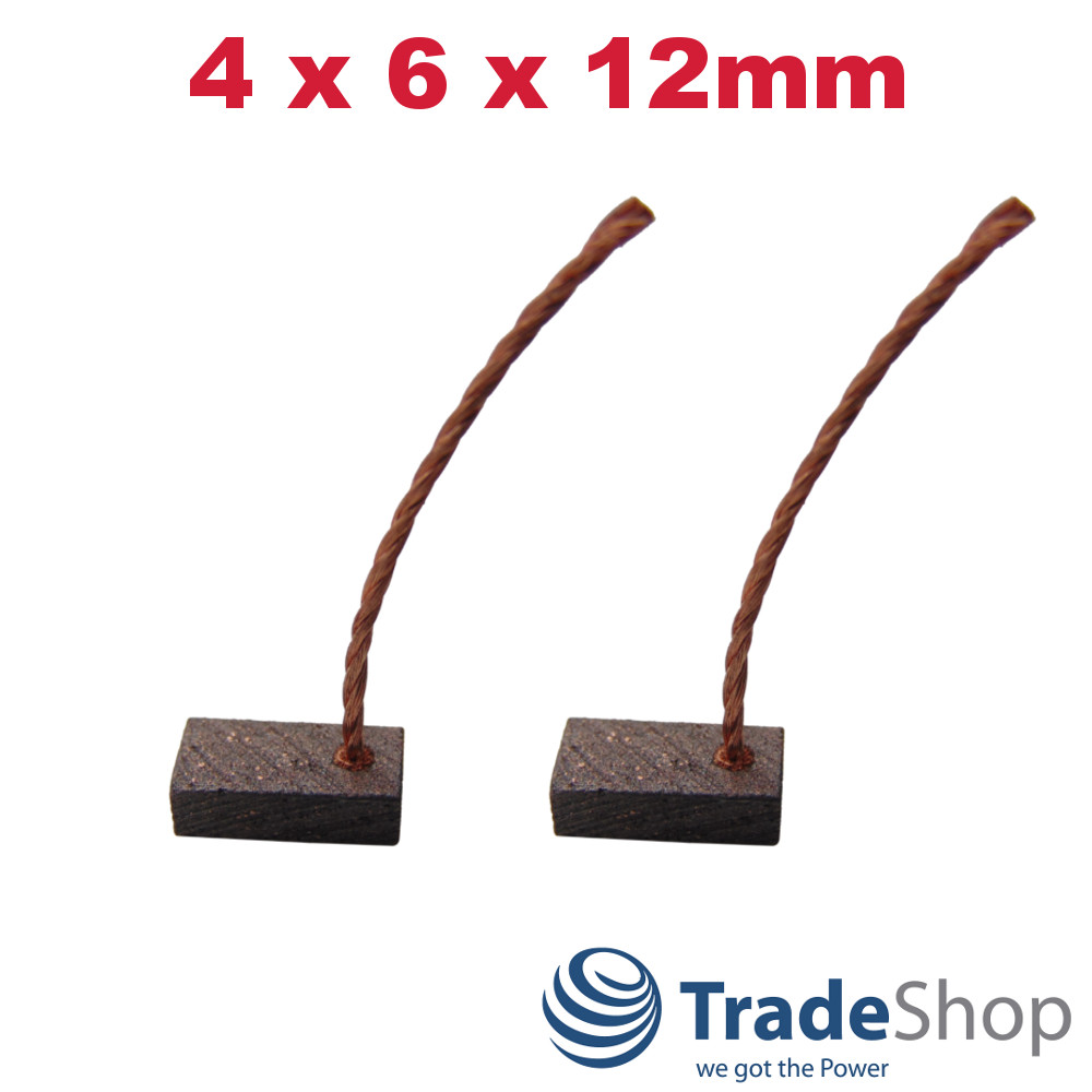 2x Motorkohlen Kohlebürsten 4x6x12mm für viele PKW KFZ LKW Motoren Antriebe