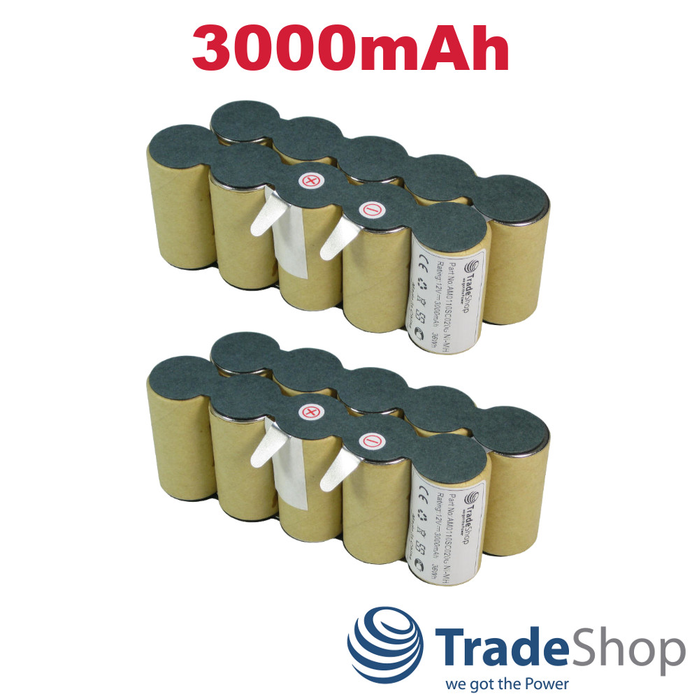 2x Ni-MH Akku 12V / 3000mAh für Gardena Accu System V12 A12 AP12 RL10 RL20 uvm.