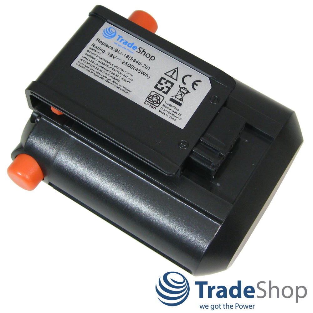 2in1 Set: Li-Ion Akku 18V 2500mAh + Ladegerät für Gardena 9840-20 9839-20 BLi-18