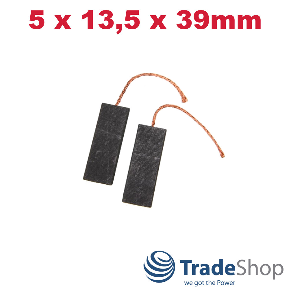 2x Kohlebürsten 5x13,5x39mm für Waschmaschinen (z.B. Bosch Bauknecht Balay uvm.)