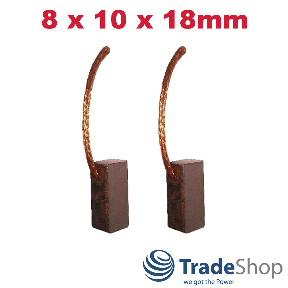 2x Motorkohlen Kohlebürsten 8x10x18mm für viele PKW KFZ Motoren 40mm Kabellänge