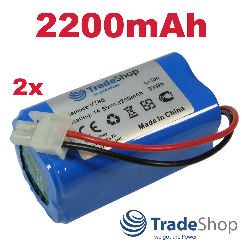 2x AKKU 14,8V 2200mAh für Ecovacs Deebot CR130 CEN 540 Dibea V780 V870
