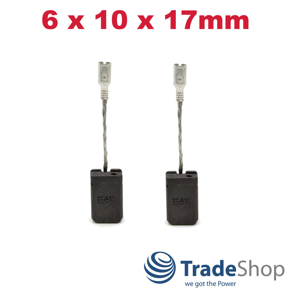 2x Kohlebürsten Motorkohlen 6x10x17mm für Bosch GWS 17-125 CI, GWS 19-125 CIE