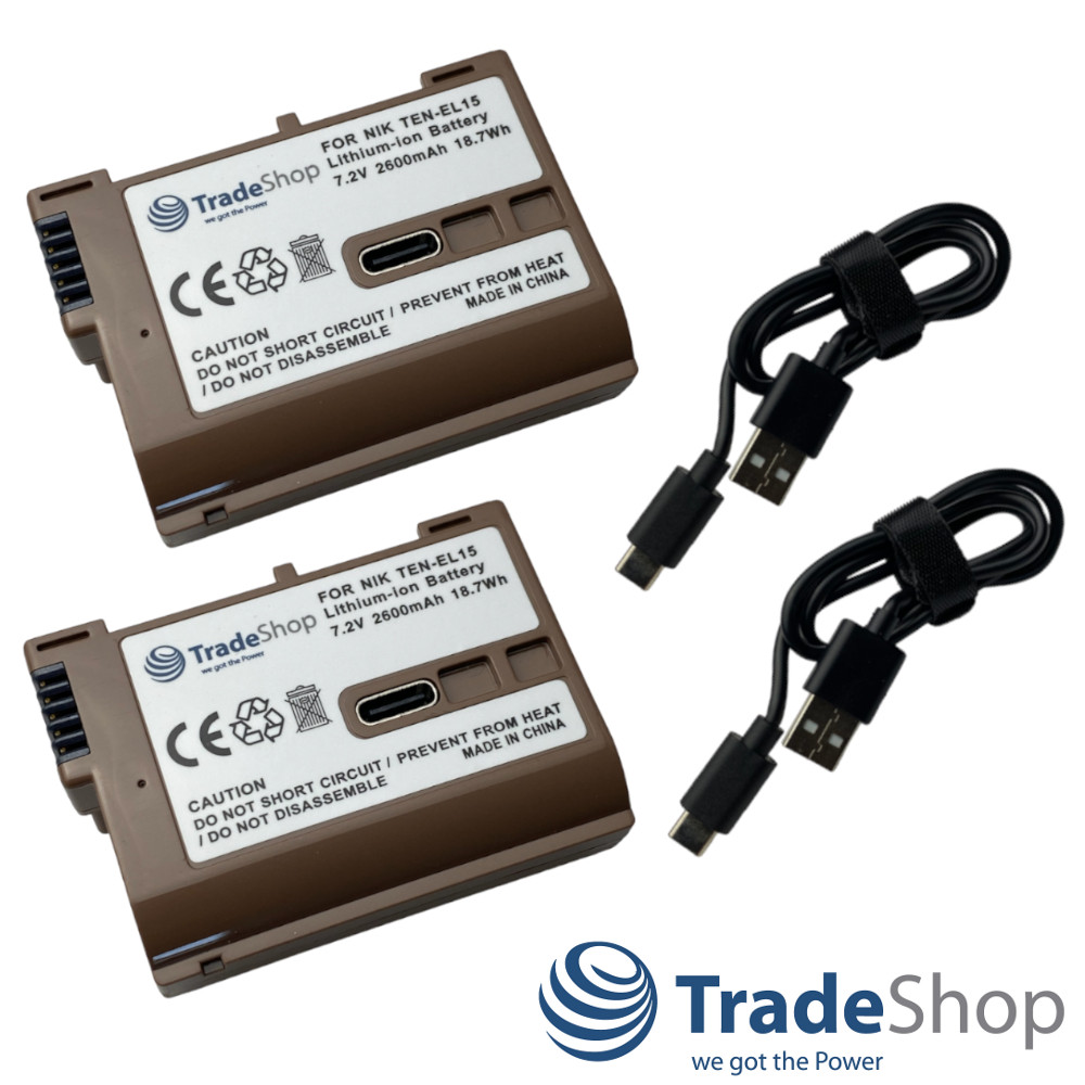 2x Li-Ion Kamera-Akku 7,2V 2600mAh für Nikon D500, D7000, Z5, Z6 ersetzt EN-EL15