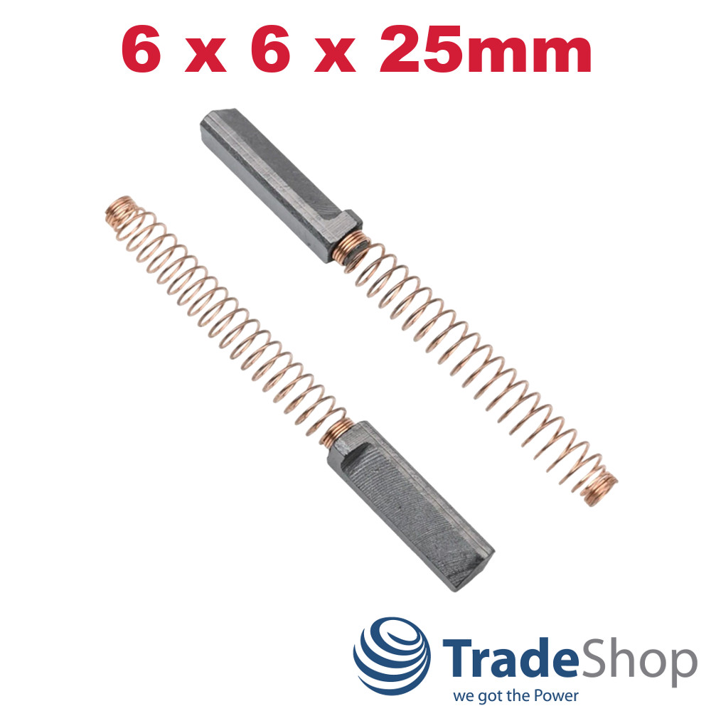 2x Motorkohlen Kohlebürsten 6x6x25mm für KitchenAid KSM90 ersetzt W10380496