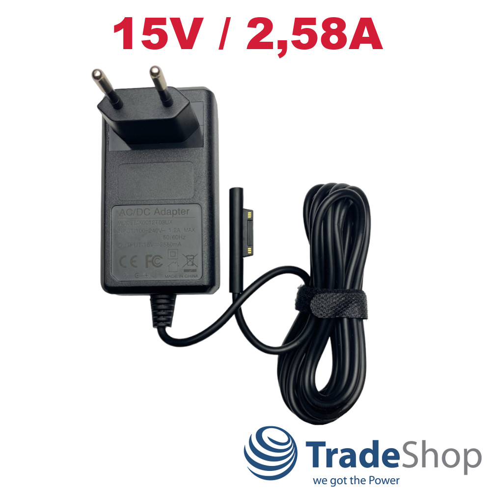 Ladekabel Netzteil Ladegerät 15V 2,58A für Microsoft Surface Pro 5 , 6