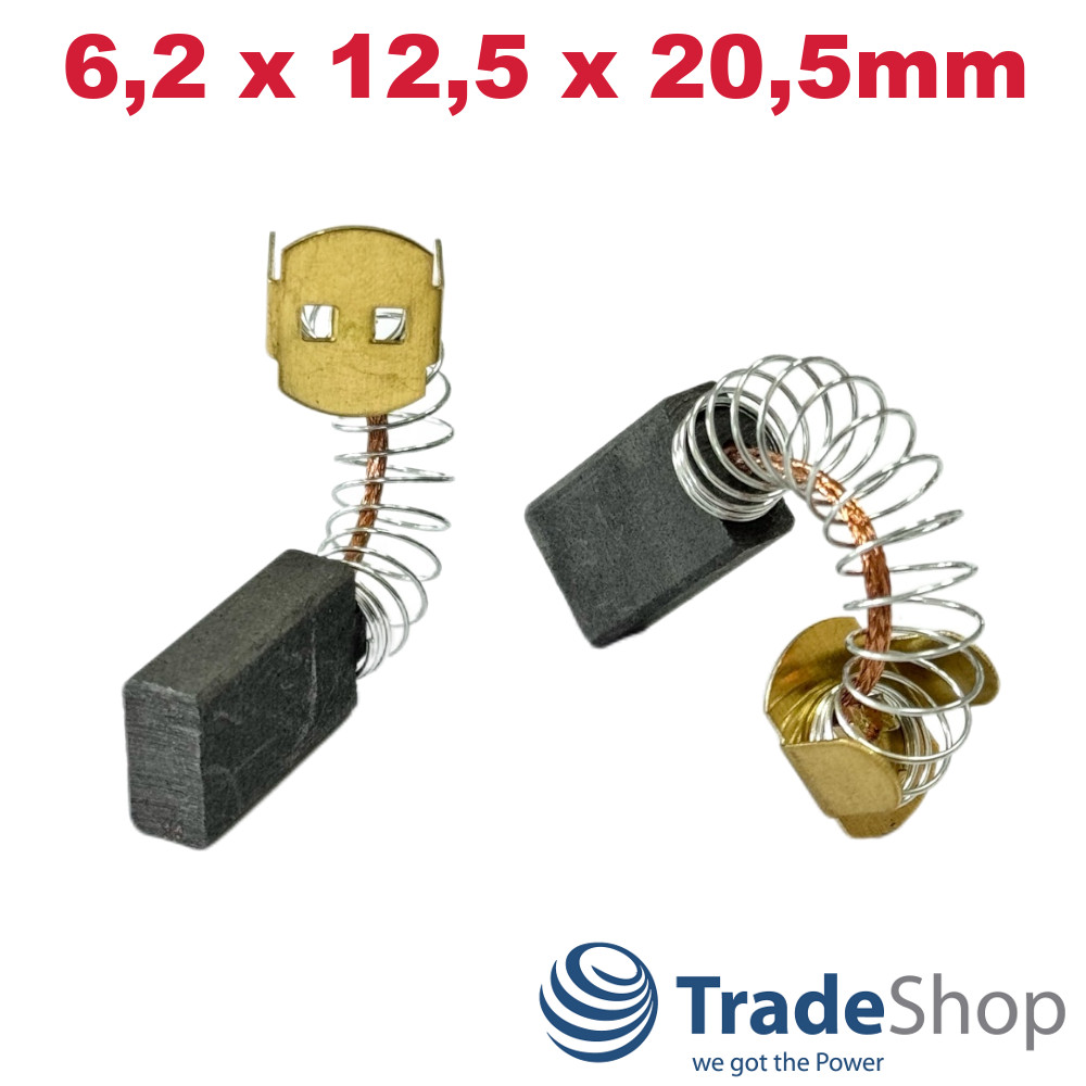 2x Kohlebürsten kompatibel mit Skil 77, 367, 825, 5455 - 6,2*12,5*20,5mm