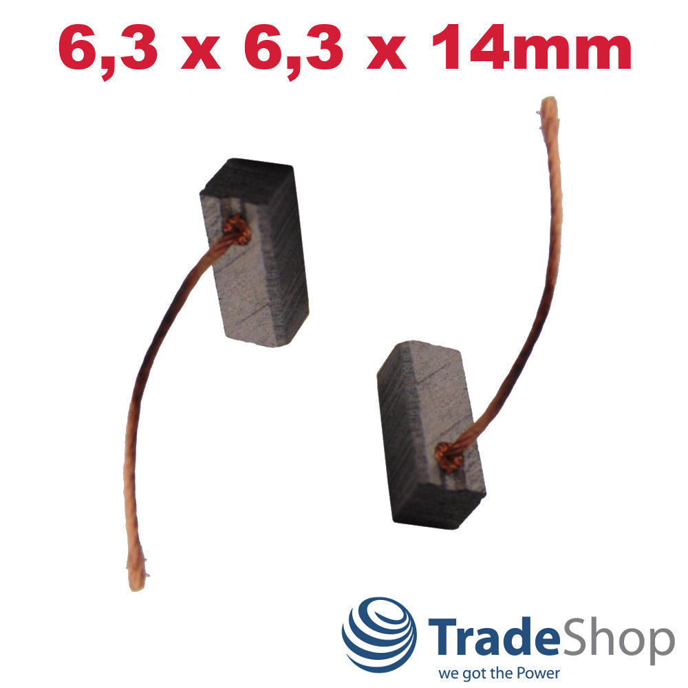 2x Motorkohlen Kohlebürsten 6,3x6,3x14mm für viele PKW KFZ LKW Motoren Antriebe