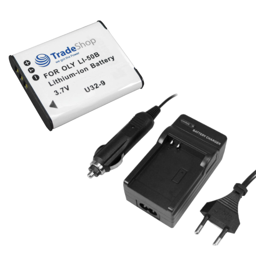 Akku 950mAh + Ladegerät für Olympus Casio Kodak Li-50B, NP-150 und viele mehr