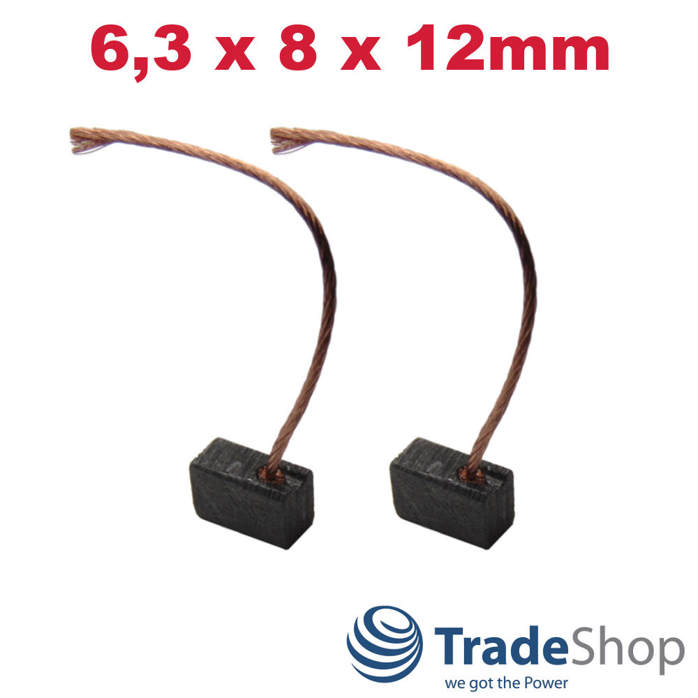 2x Motorkohlen Kohlebürsten 6,3x8x12mm für viele PKW KFZ LKW Motoren Antriebe