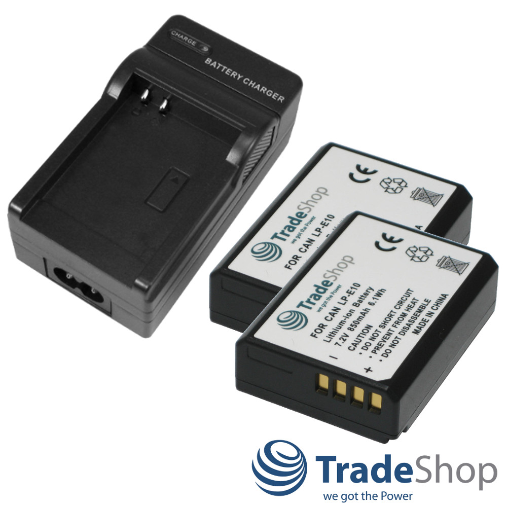 2in1: 2x Akku + Ladegerät für Canon LP-E10 LC-E10 1100D 4000D T3 X50 X70 uvm