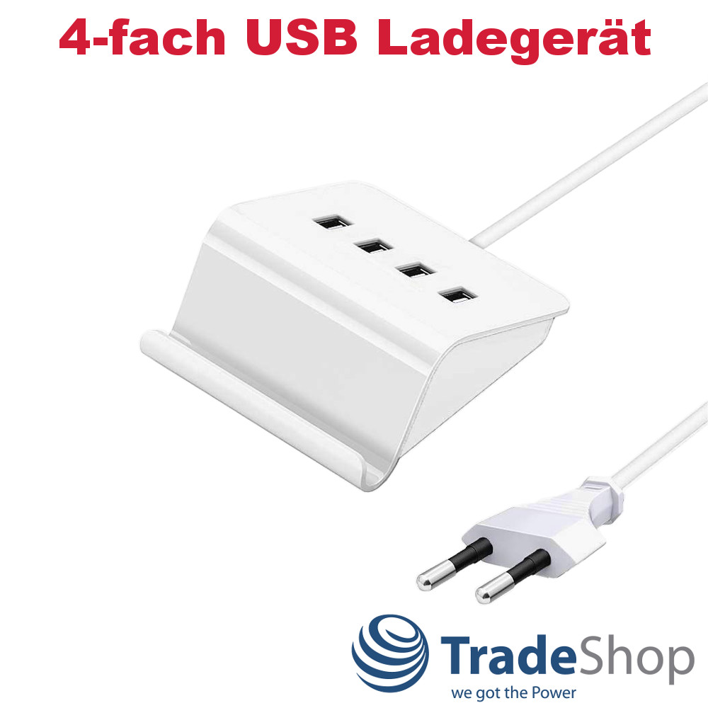 4-fach USB Universal Ladegerät mit Handy- bzw. Tablethalterung 5V 4A