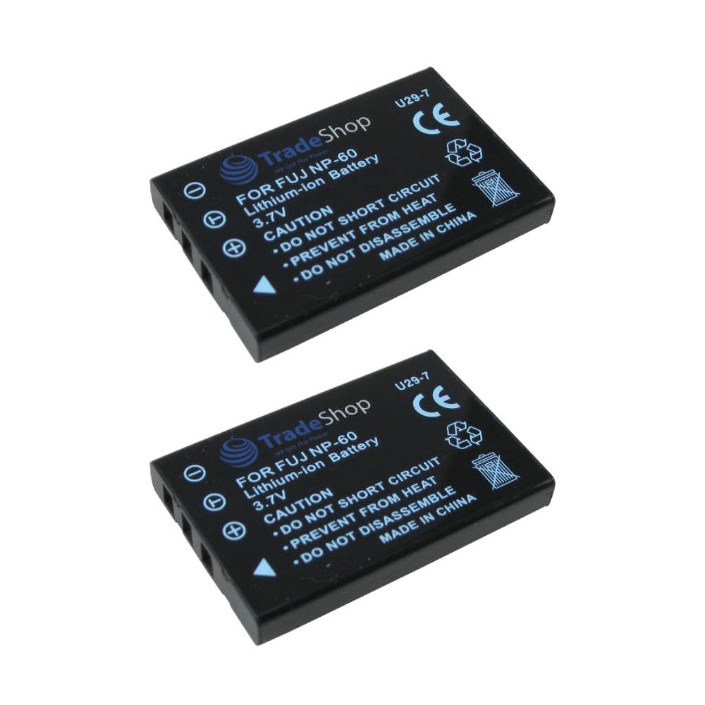 2x Akku für Samsung SLB-1037 1137 Fuji NP-60 Casio NP-30 Pentax D-Li2 Ricoh DB40 uvm