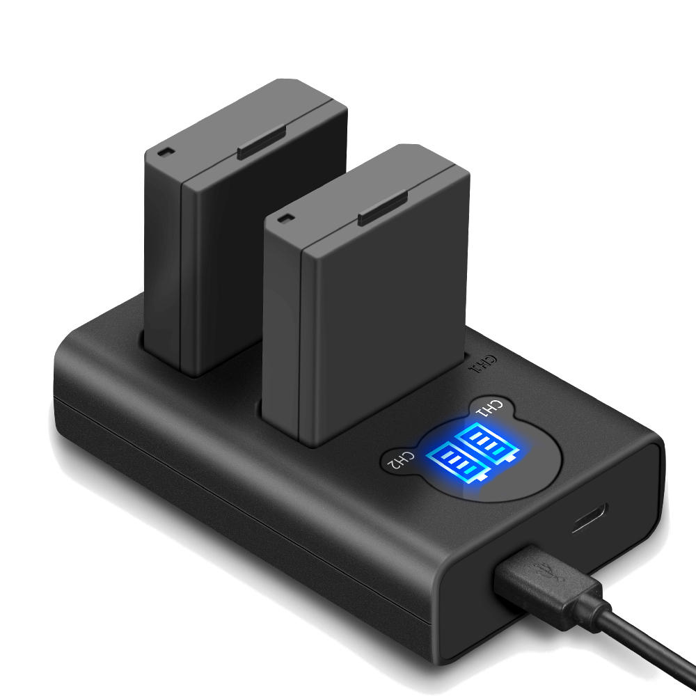 3in1: 2x Akku + Dual Ladegerät LCD Ladestation für Canon LP-E10 LC-E10
